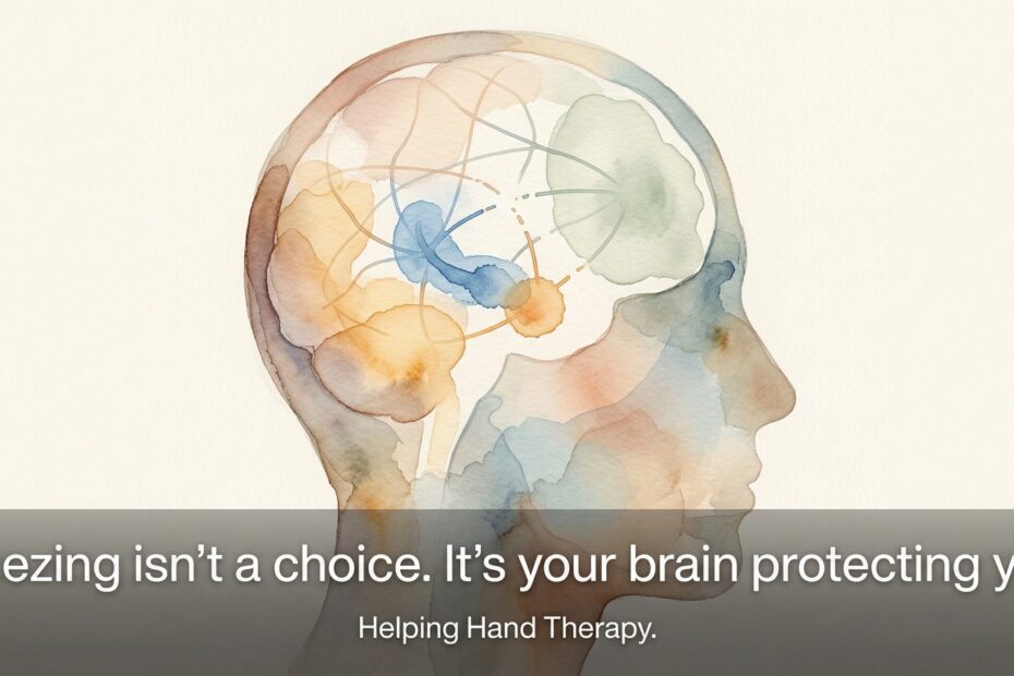 Abstract artistic brain visualization representing the neurobiology of sexual trauma — Helping Hand Therapy