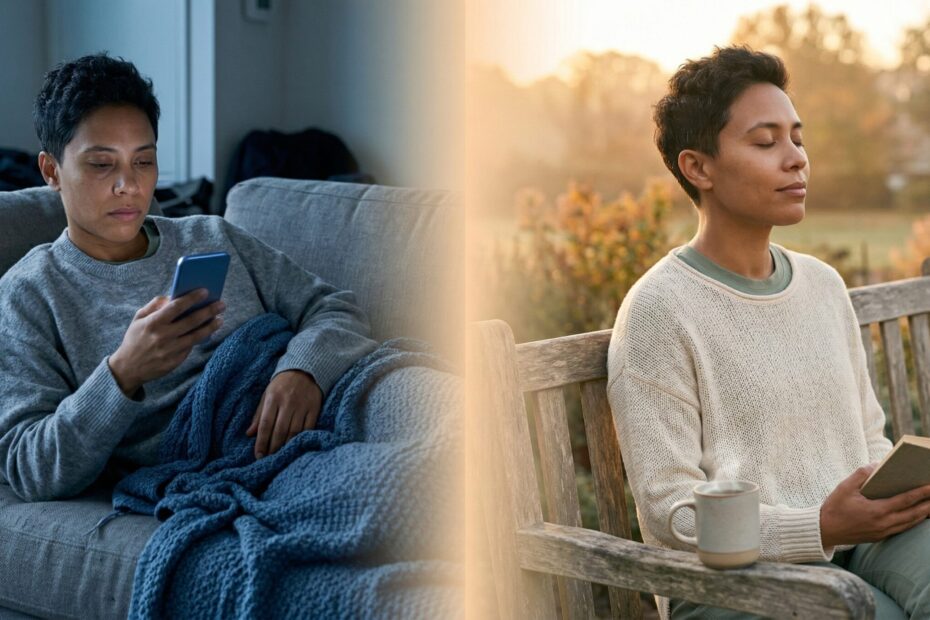 Person resting peacefully in nature representing restorative rest — Helping Hand Therapy